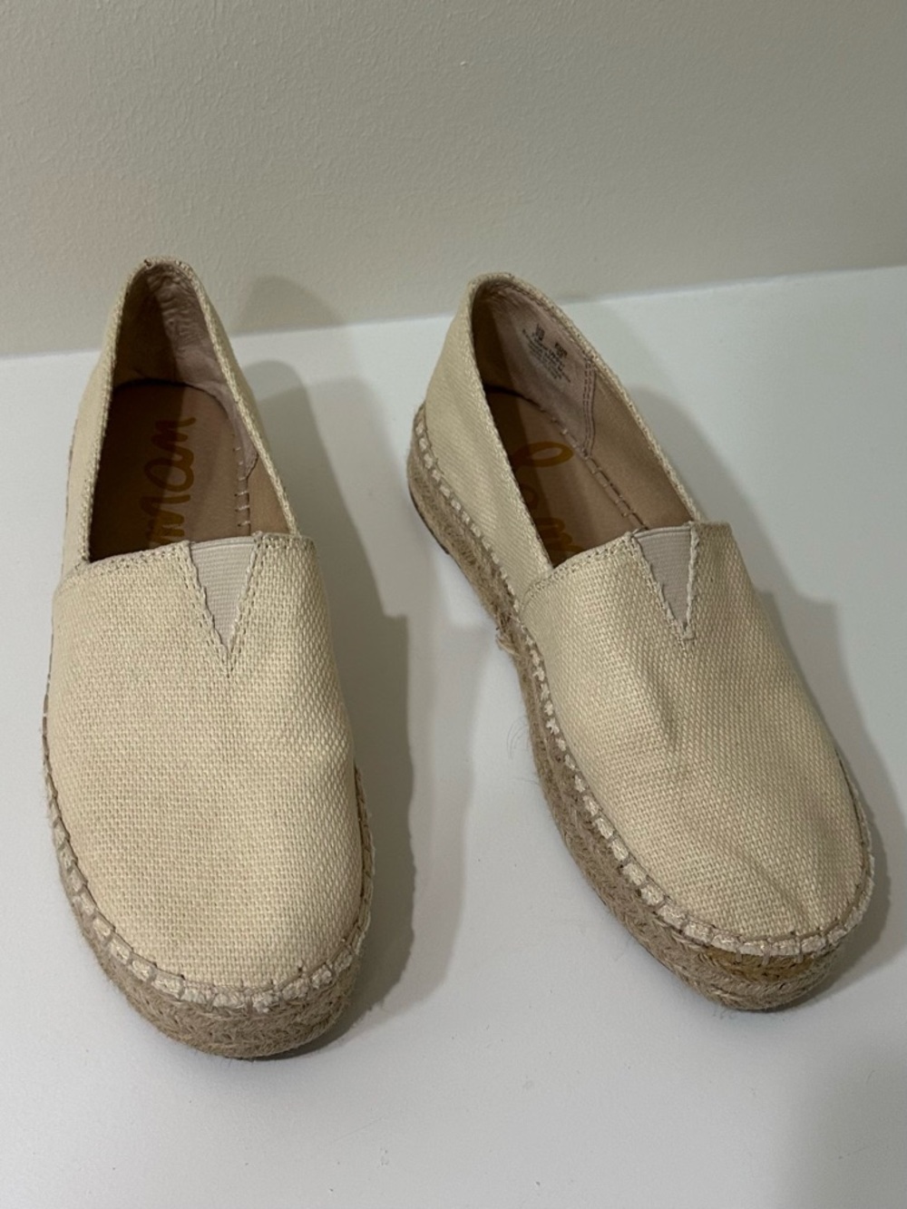 Sam Edelman Cream Espadrille Platform Flats